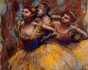 Three Dancers   Yellow Skirts, Blue Blouses - 埃德加·德加